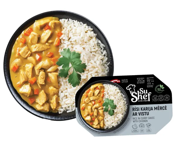 Rīsi ar vistu karija mērcē 350g, GN Ādaži
