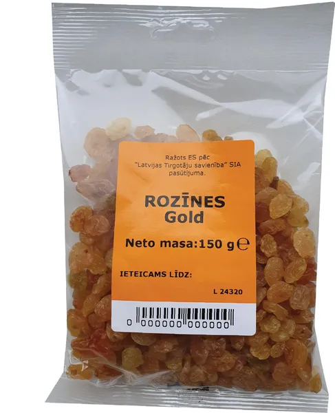 Rozīnes Zelta 150g, LaTS