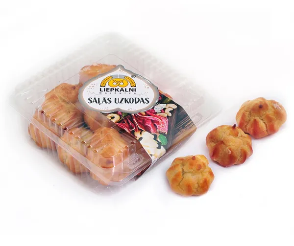 Sāļās uzkodas (plaucētās mīklas kūciņas ar siera, p/ž desas, majonēzes pildījumu) 300g, Liepkalni