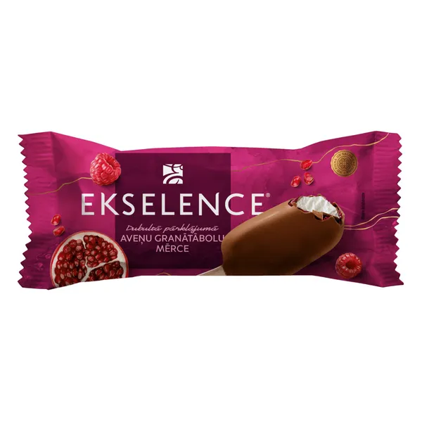 Saldējums EKSELENCE aveņu un granātābolu uz kociņa 70g