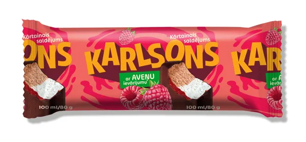 Saldējums kārtainais aveņu 100ml/80g, Karlsons