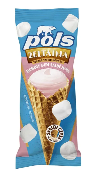 Saldējums krējuma ar Bubble Gum garšu cukura vaf. kon. 200ml/ 90g, Pols