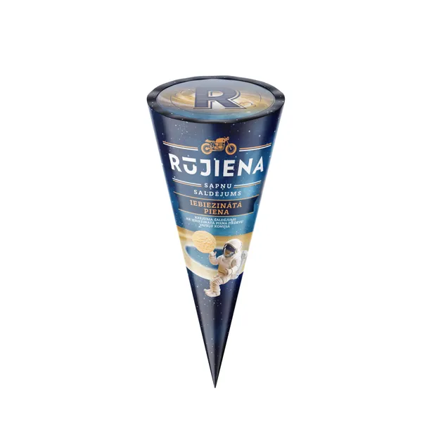 Saldējums krējuma Iebiezinātā piena konuss 110ml/65g, Rūjiena