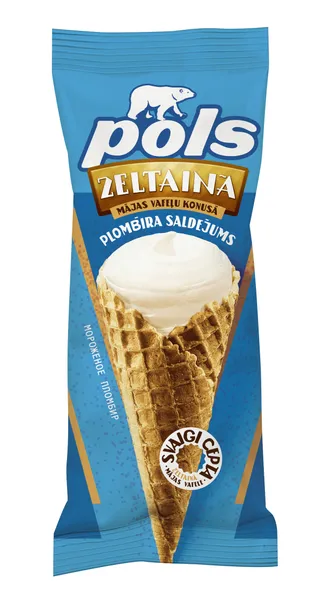 Saldējums plombīra cukura vafeļu konusā 200ml/90g, Pols
