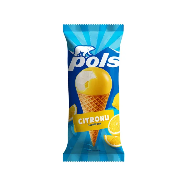 Saldejums POLS citronu vafelu konusa ar citronu glazuru 10% 150ml/90g