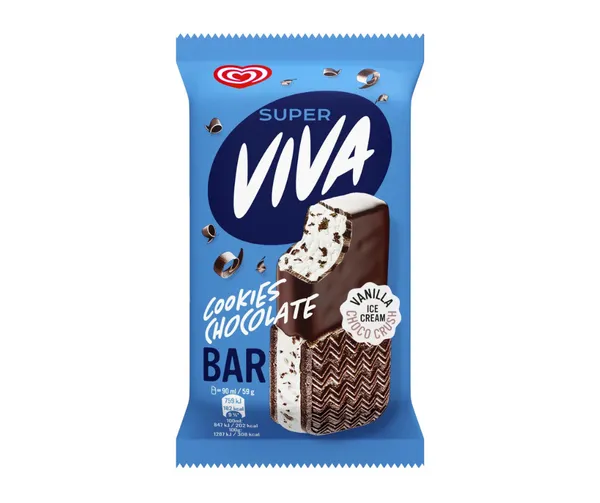 Saldējums SUPER VIVA Cookie Choco Bar 90ml (59g)