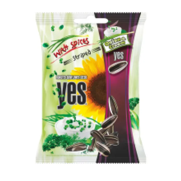 Saulespuķu sēklas grauzdētas ar krējuma un sīpolu garšu 90g, Y.E.S