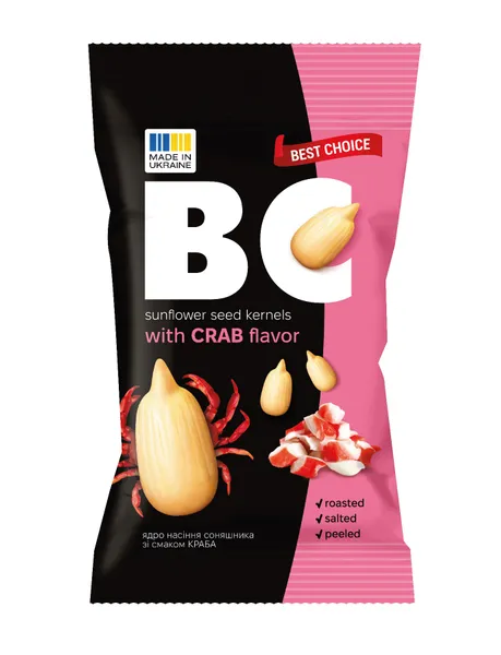 Saulespuķu sēklas lobītas, ceptas ar krabju garšu 80g, Best Choice