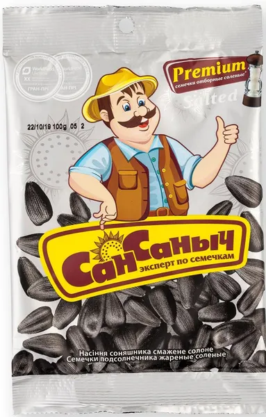 Saulespuķu sēklas sālītas grauzdētas 100g, San Sanych