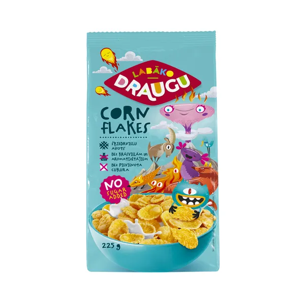 Sausās brokastis Corn Flakes bez cukura 225g, Labāko draugu
