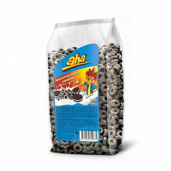 Sausās brokastis gredzentiņi ar cepumu garšu 400g, Aha