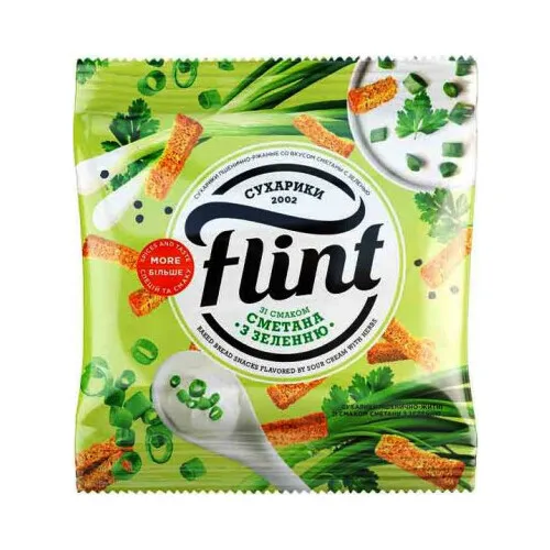 Maizes grauzdiņi kviešu rudzu Krējums, zaļumi 50g, Flint