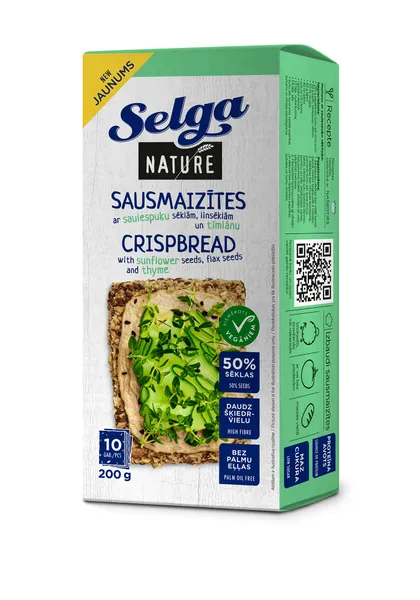Sausmaizītes ar saulespuķu sēklām, linsēklām un timiānu 200g, Selga Nature
