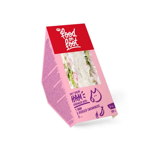 Sendvičs sviestmaize ar šķiņki un marinētiem gurķiem 185g, Food on Foot