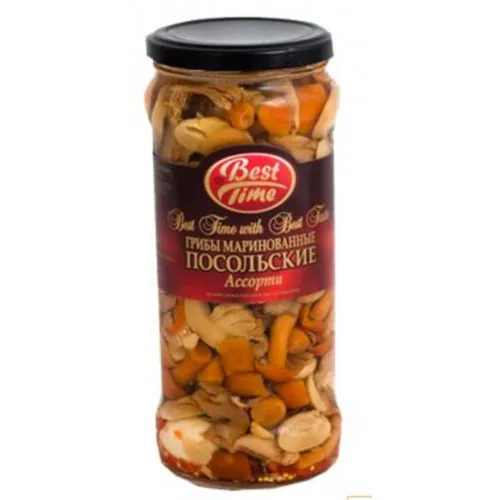 Sēnes marinētas assorti Posoļskie 530g (315g), Best Time
