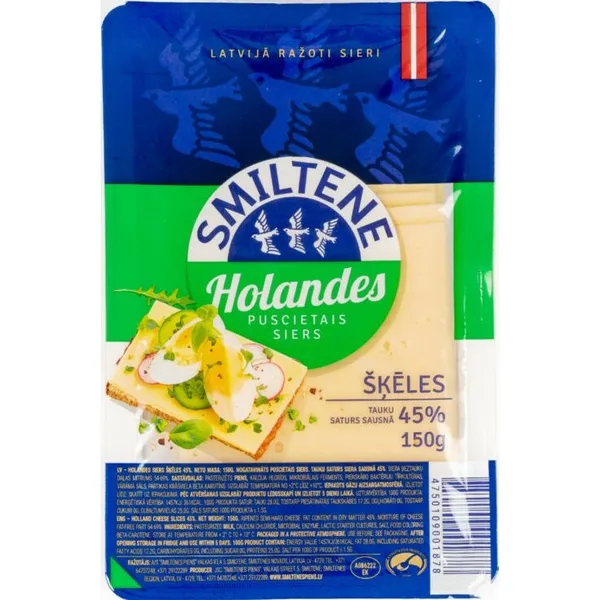 Holandes siers Smiltene šķēlēs 45% 150g