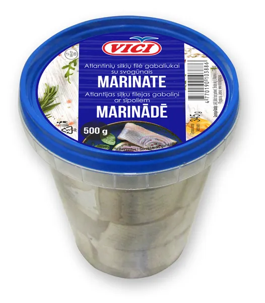 Siļķu filejas gab. ar sīpoliem marinādē 500g (345g), Viči