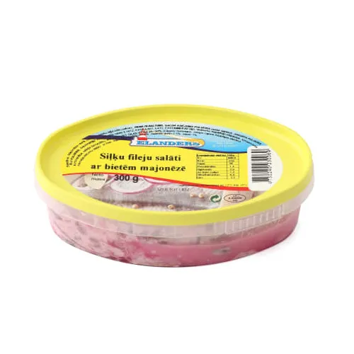 Siļķu filejas gabaliņi majonēzē ar bietēm 300g