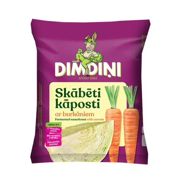 Skābēti kāposti ar burkāniem 550g paciņa