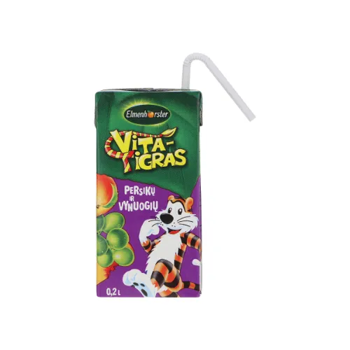 Sulas dzēriens Elmenhorster Vita Tigra, Vīnogu-persiku, 0.2l