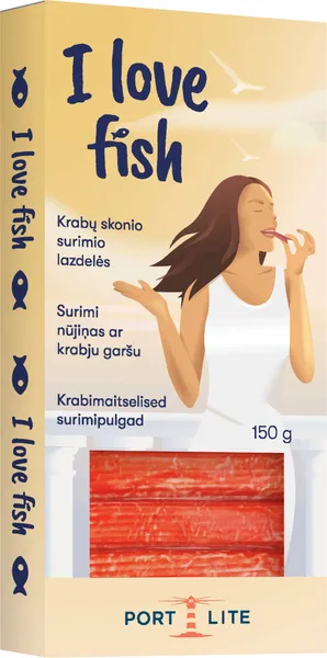 Surimi nūjiņas ar krabju garšu I love fish 150g, Portlite