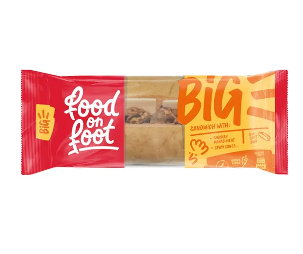 Sviestmaize sendvičs BIG ar vistas kebaba gaļu un pikanto mērci 240g, Food and Foot