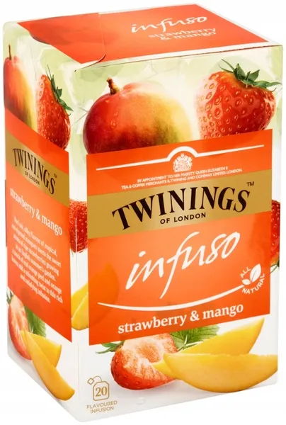 Augļu tēja TWININGS zemeņu un mango 20x2g