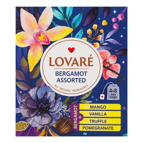 Tējas melnās k-ts BERGAMOT pac. 4x8x2g, 64g, Lovare