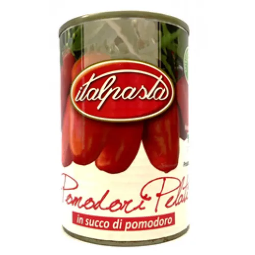 Tomāti mizoti sulā, viegli atver. 400g (240g), Italpasta