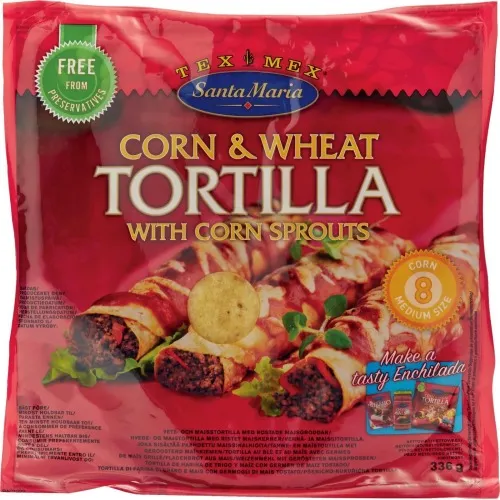 Tortiljas kviešu un kukurūzas, vidējās 336g, Santa Maria