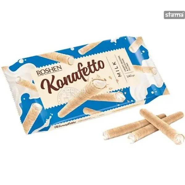 Vafeļu trubiņas ar piena krēmu Konafetto 140g, Roshen
