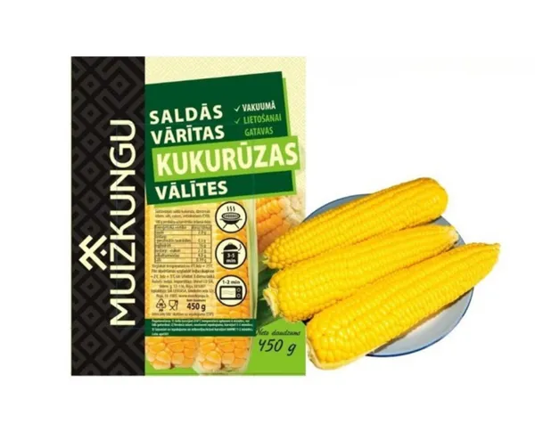 Vārītas saldās kukurūzas vālītes 450g, Muižkungu