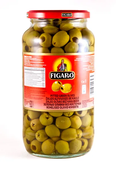 Zaļās olīvas bez kauliņiem 920g (575g), Figaro