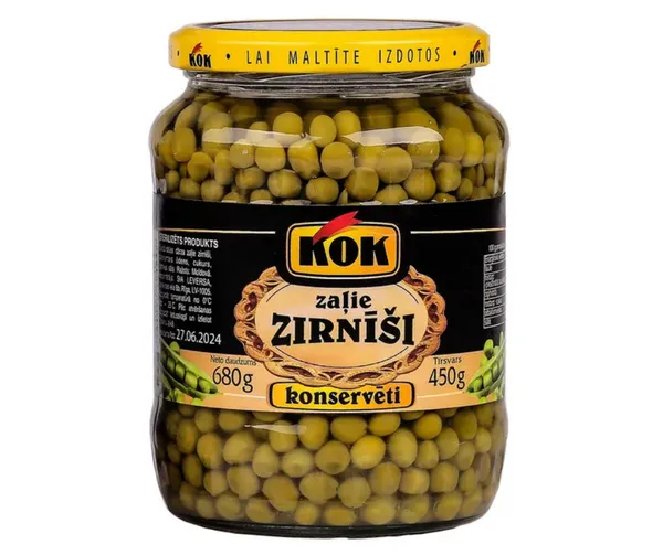 Zaļie zirnīši 415g (260g), KOK