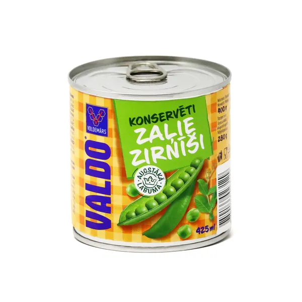 Zaļie zirnīši 425g (340g), Valdo