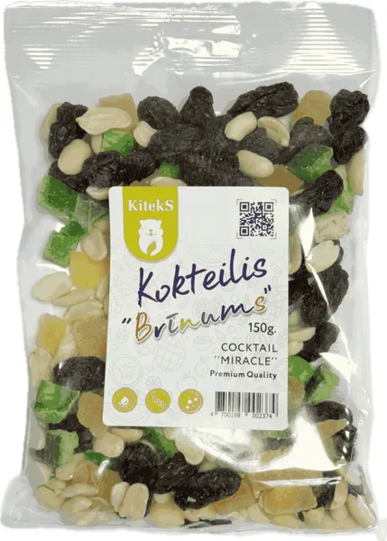Žāvētu augļu un riekstu kokteilis Brīnums 150g, Kiteks