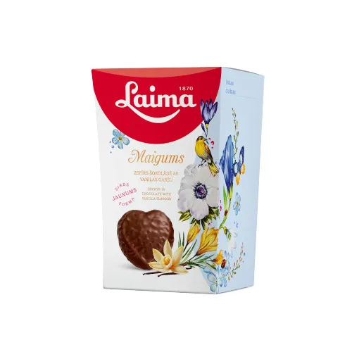 Zefīrs šokolādē Sirds formā ar vaniļas garšu Maigums 135g, Laima