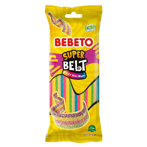 Želejkonfektes Bebeto Super Belts with fruit juice 75g