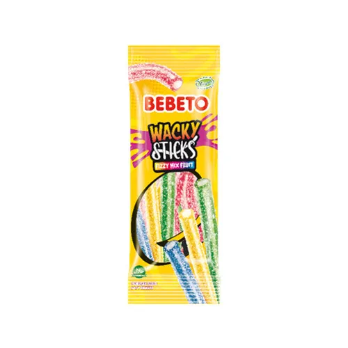 Želejkonfektes Bebeto Wacky Sticks Fizzy Crazy Mix Fruit Flavoured 75g