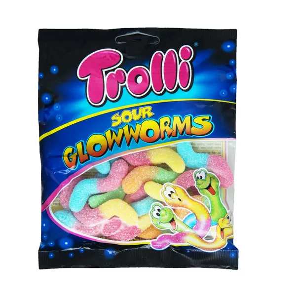 Želejkonfektes Glowworms 100g, Trolli