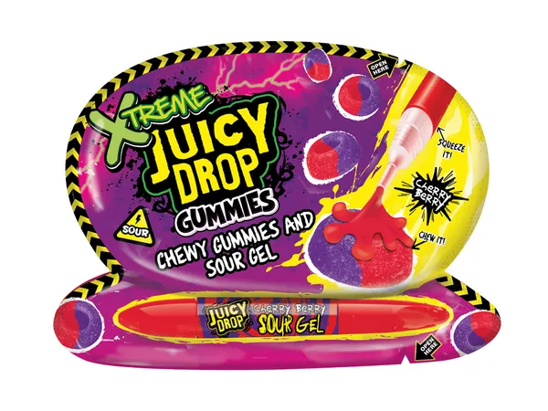 Želejkonfektes Juicy Drop Gummies extreme 57g, Bazooka