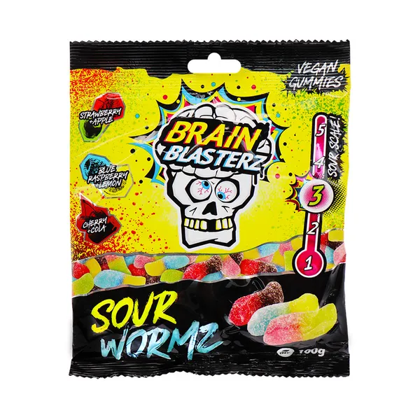 Želejkonfektes Sour Wormz 100g, Brain Blasterz