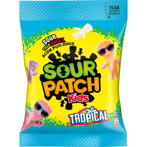 Sour Patch Kids Tropu augļu garšas želejkonfektes  ar skābo cukura apvalku 160g