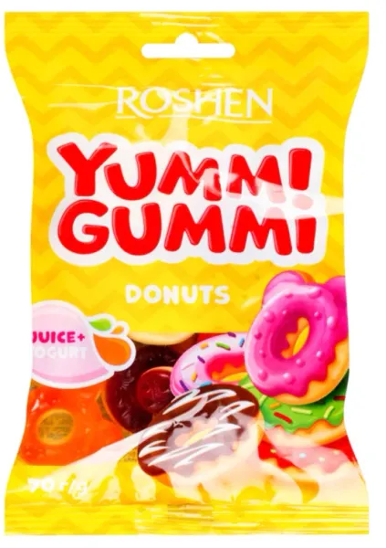 Želejkonfektes Yumm! Gummi Donuts 70g, Roshen