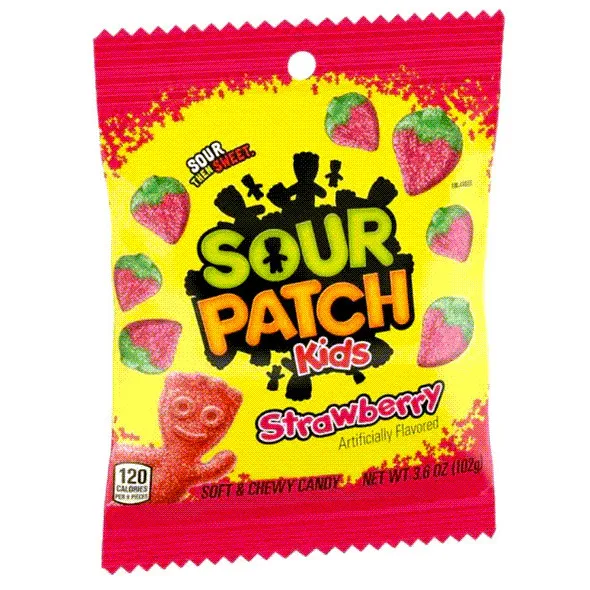 Sour Patch Kids Zemeņu garšas želejkonfektes ar skābo cukura apvalku 160g