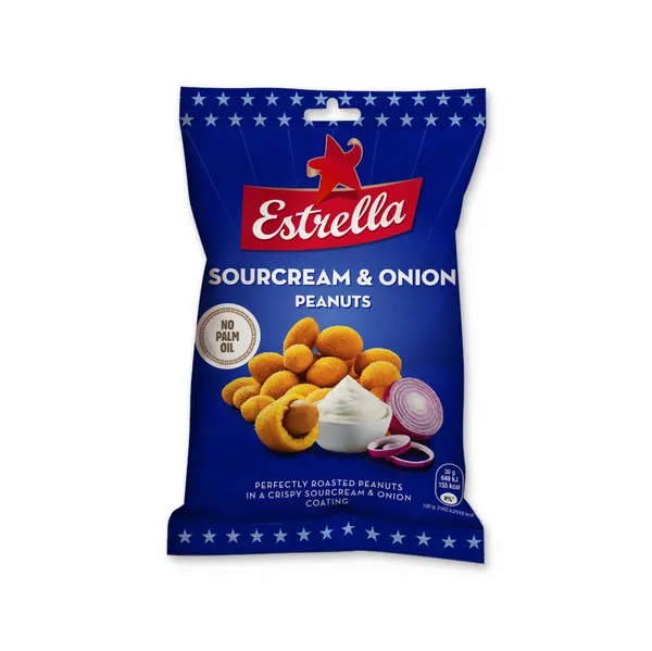 Zemesrieksti ar lauku krējuma un sīpolu garšu 140g, Estrella