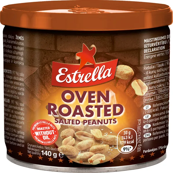 Zemesrieksti ESTRELLA krāsnī cepti sālīti 140g