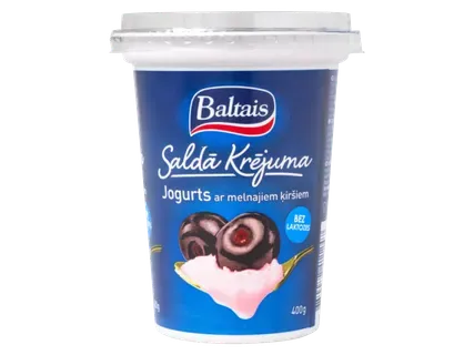 Saldā krējuma jogurts Baltais ar melnajiem ķiršiem 400g