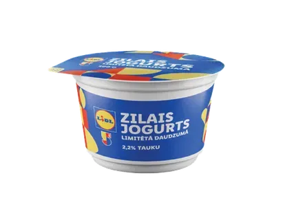 LV LIDL Zilais jogurts ar spirulīnu