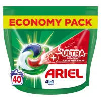 ARIEL Ultra+ 4in1 veļas mazgāšanas kapsulas ar papildus traipu tīrīšanas funkciju 40gab